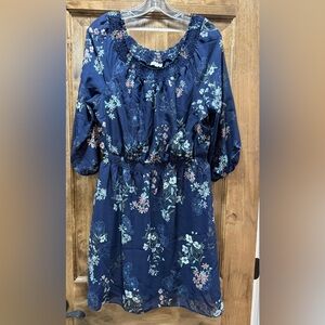 Maurices Navy Floral Long Sleeve Dress
